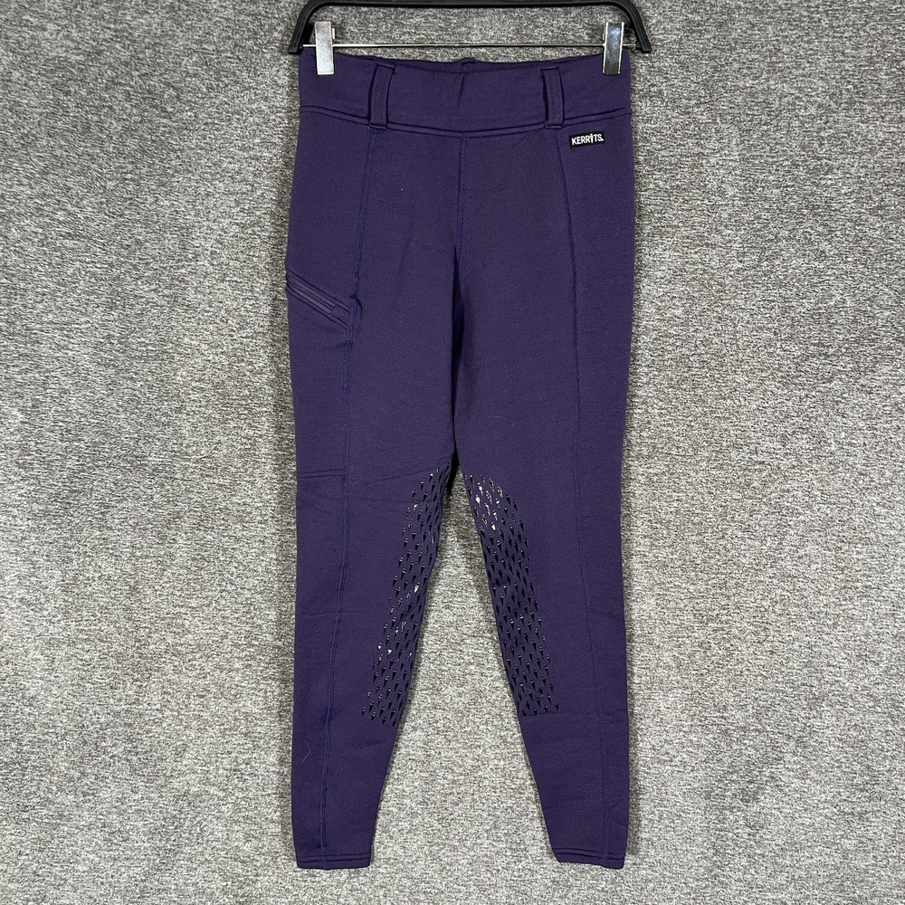 Kerrits Riding Leggings Womens Medium Purple Knee Grip Equestrian Fleece Thermal